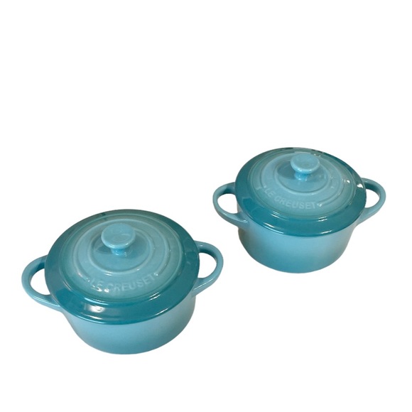 NEW LE CREUSET Set/2 CARIBBEAN Mini Cocottes - Picture 2 of 6